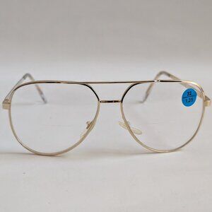 (NWT) Vintage 90's Aviator Metal Bi-Focal Reading Glasses (S. Gold)
